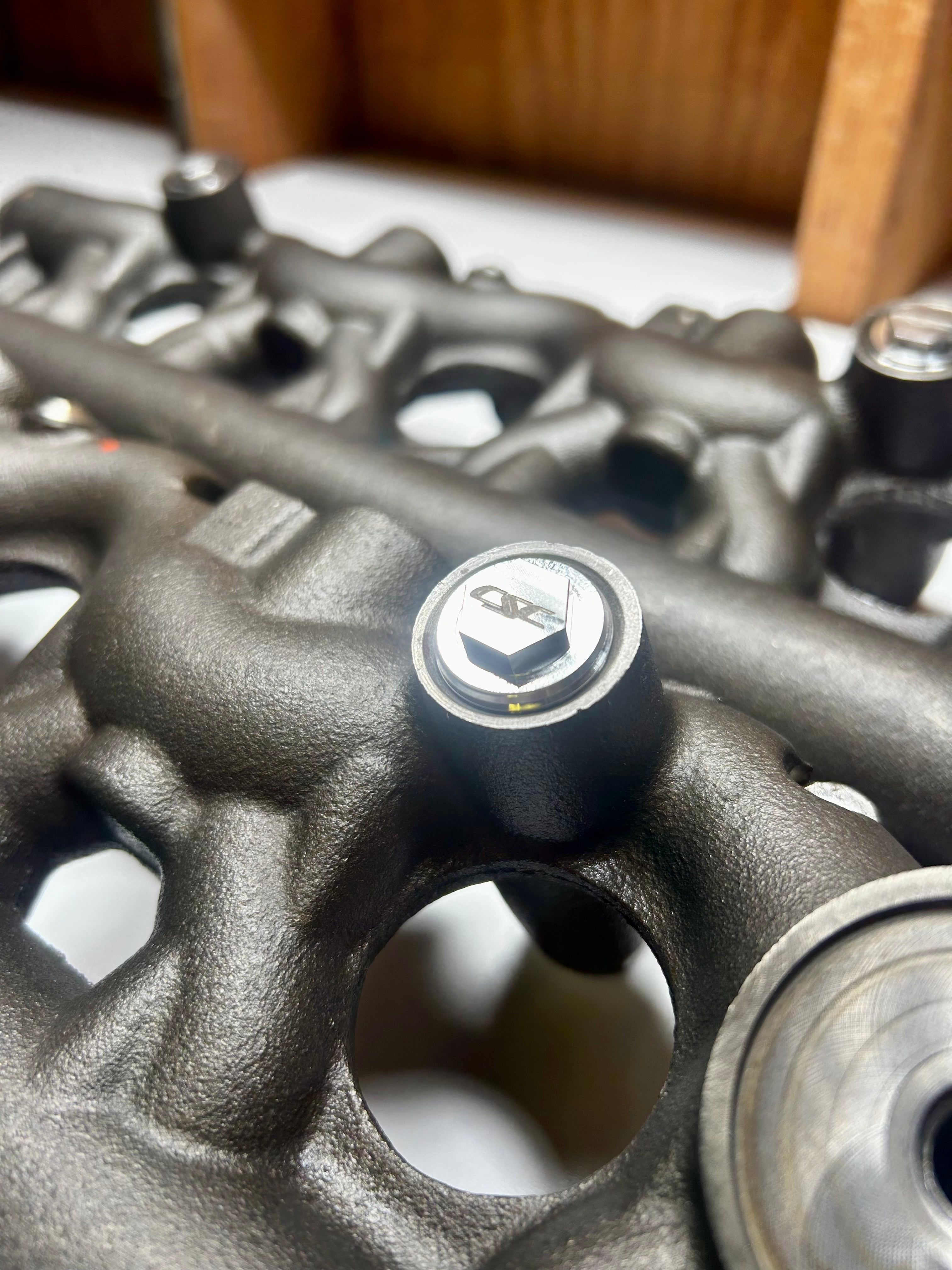 Remanufactured 6.0L Power Stroke oil rail with CSC upper standpipe installed